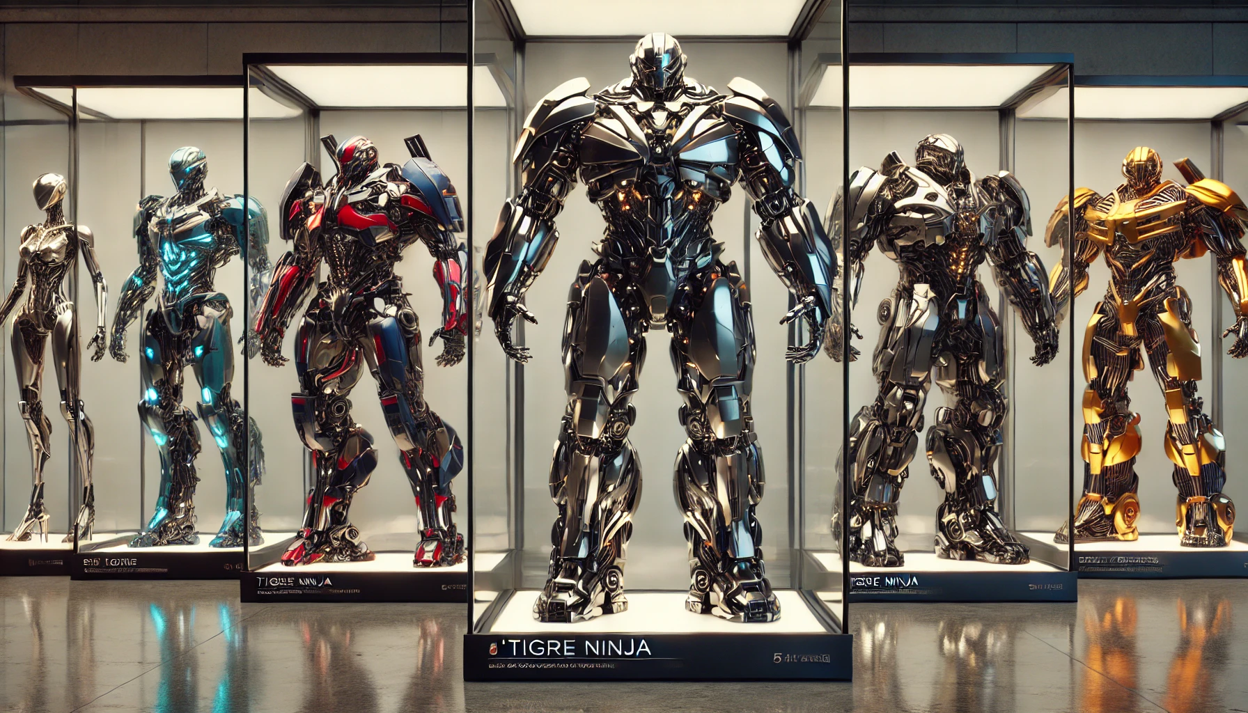 Colección de robots, de varios colores, de Tigre Ninja